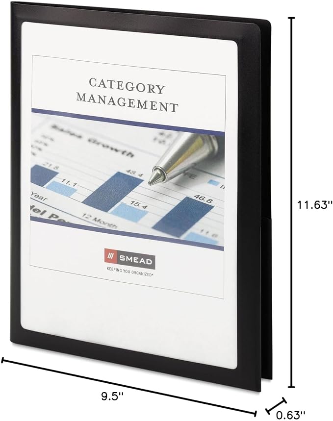 Smead Frame View Poly Two-Pocket Folder, Letter Size, Black, 5 Per Pack (87705) (Pack of 1)