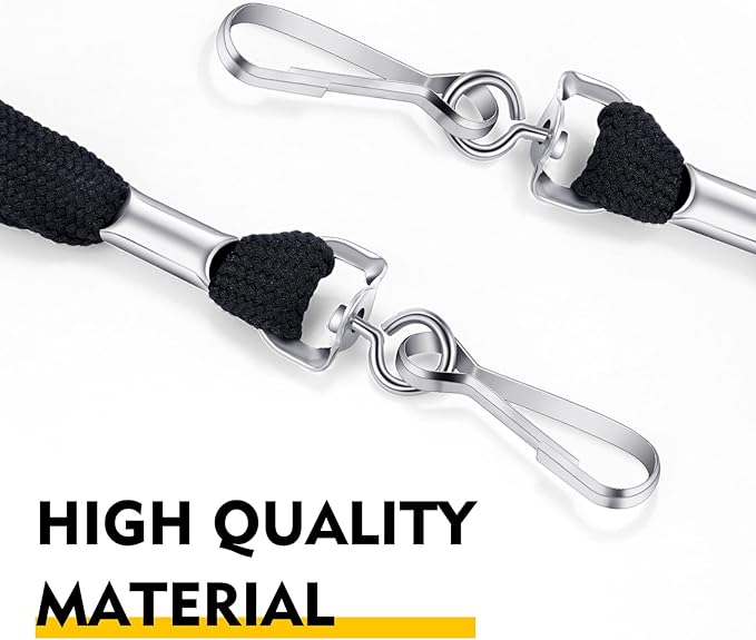 Honoson Badge Lanyard with J-hook Bulk Safety Flat Lanyards 19.5 Inches Black Soft Woven Neck Lanyards for ID Badges Name Tag