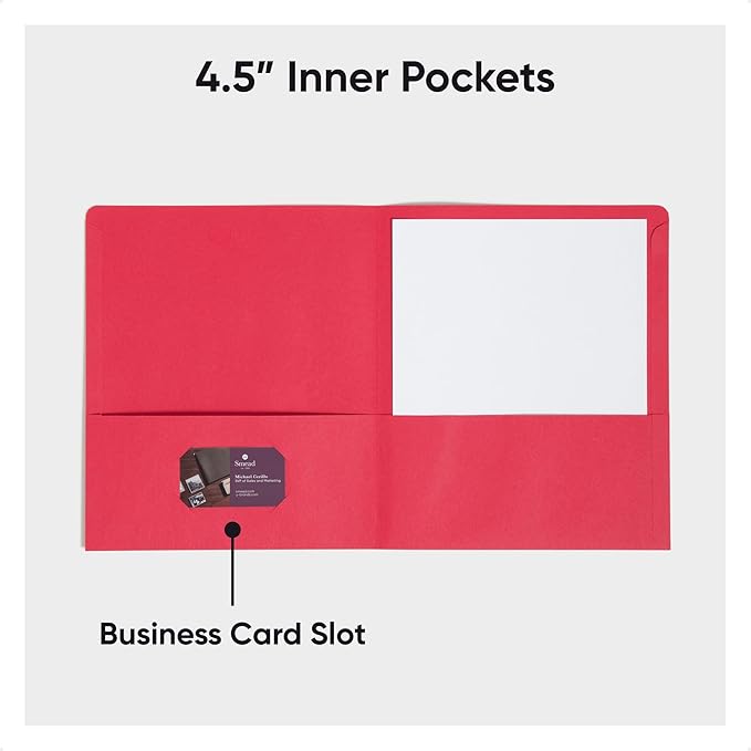 Smead Two-Pocket Heavyweight Folder, Letter Size, Red, 25 per Box (87859)