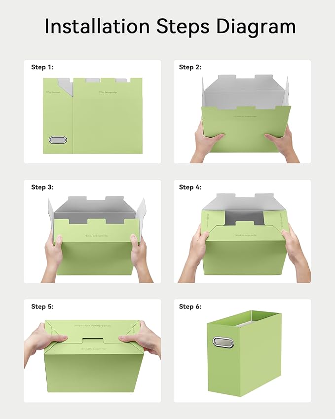 Oterri Cardboard File Organizer Box for Hanging File Folders Letter Size,File Box for Computer Desk,File Cabinet,Working Home,Office,Classroom(Green, Letter Size - 2 Packs)