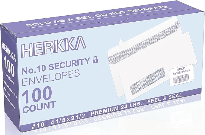 100 Pack #10 Single Left Window SELF Seal Security Envelopes, Designed for QuickBooks Invoices & Business Statements, Computer Printed Checks Peel and Seal Flap, Size 4-1/8 x 9-1/2 Inches, 24 LB
