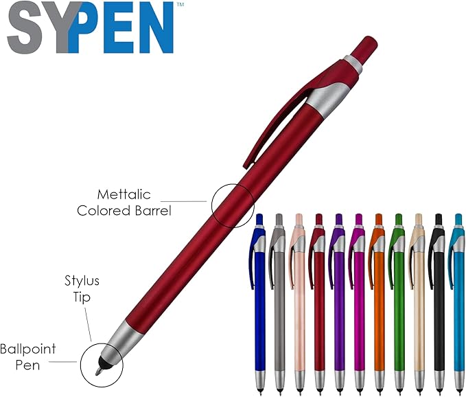 Personalized With your Custom Logo or Text Pens-Pack of 300- for Marketing, Parties, and Events, 2 in 1 Capacitive Stylus & Ballpoint Pen Compatible With Touchscreen Devices, Black Ink, Grey Pens