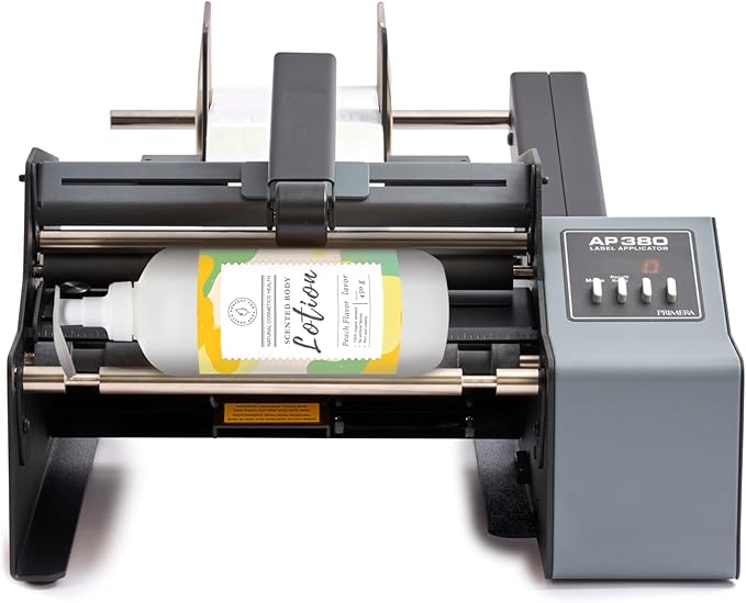 Primera AP380 Label Applicator Bottle Labeling Machine for Cylindrical Containers (74291) - Adjustable, semi-Automatic, Labels up to 1500 containers per Hour