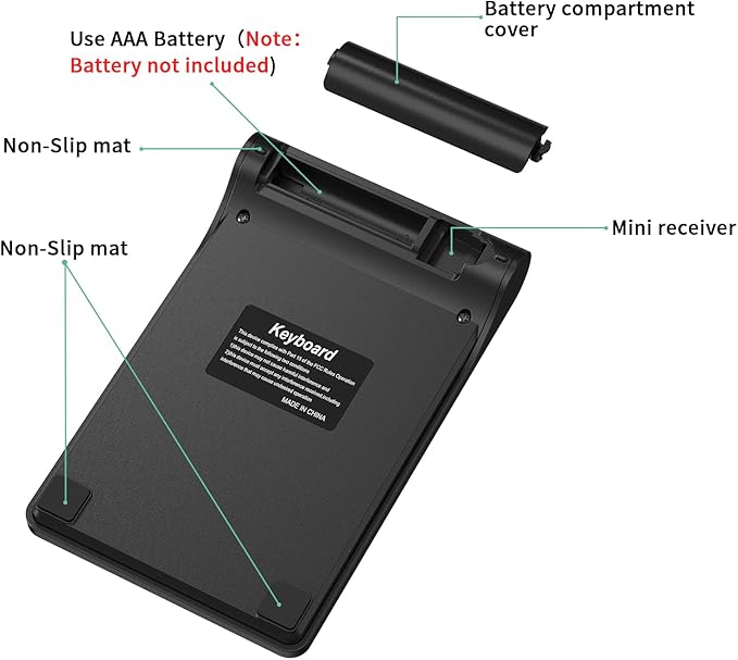 cimetech Wireless Number Pad, 2.4G Numeric Keypad Numpad with USB Receiver, 18 Keys Portable Mini Keyboard for Laptop Notebook, Desktop, Surface Pro, PC - Black