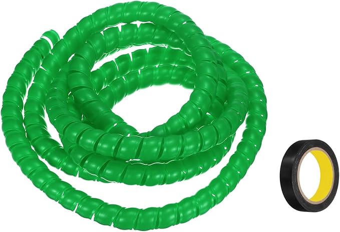 MECCANIXITY Spiral Cable Wrap 9.8ft/3.0M 20mm Cable Management Sleeve PP Insulation Cord Organizer for Computer Wire Power Cable Gas Pipe Green with Tape