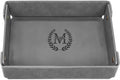 Engraved Leather Valet Tray for Men – Personalized Catchall with Custom Name for Desk, Dresser, Nightstand – Men's Organizer Tray for Keys, Wallet, Jewelry, Personalized Gift for Home, Office - Grey
