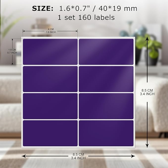 FINDAT Colored Stickers 1.57×0.75 Inch Vinyl File Folder Sticker Purple Rectangle Removable Waterproof Color Coding Moving Label for Boxes Office Inventory Labeling 160 PCS