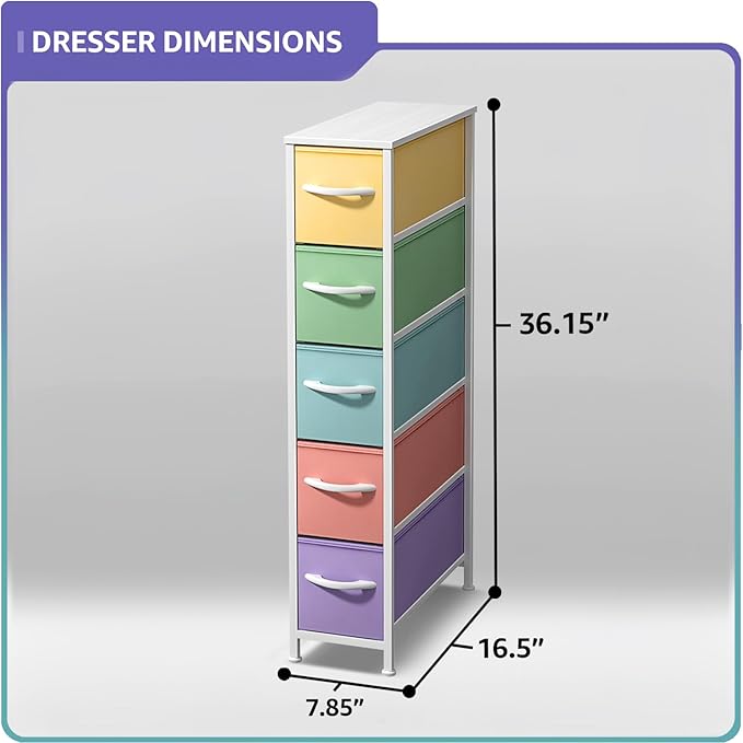 Sorbus Kids Dresser with 5 Drawers - Storage Unit Organizer Chest for Clothes - Bedroom, Kids Room, Nursery, & Closet