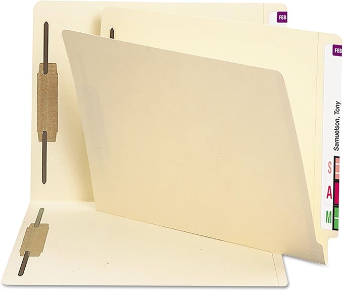 Smead Shelf-Master End Tab File Folders, 250 Count, Manila, Reinforced Straight-Cut Tabs, 2 Fasteners, Letter Size (34125)