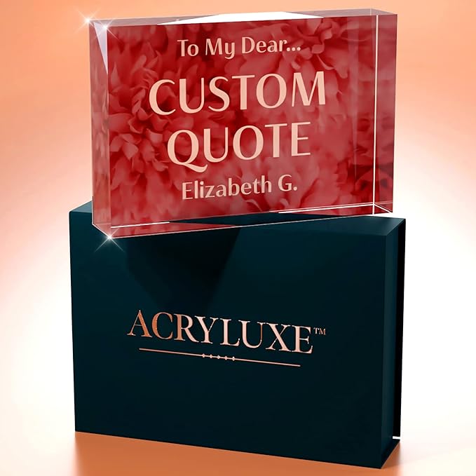 Personalized Gifts, Custom Quote Block Letter Board,Crystal-Clear Acrylic with Gift Box,17 Styles, Holiday and Christmas Gift for Mom, Dad, Girlfriend, Him or Her, Husband, Wife (4"x6", Rosy)