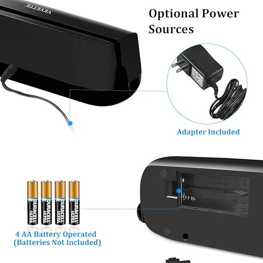 Electric 3 Hole Paper Punch, VEYETTE Paper Puncher with Adapter for Office School Studio, 20 Sheet Capacity, AC or Battery Black