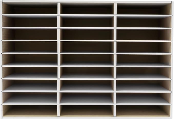 Literature Organizer 27 Slots Compartments Desktop File Sorter Mail Center Paper Storage Cabinet Home & Office Mailbox School Classroom Keepers (Grey)