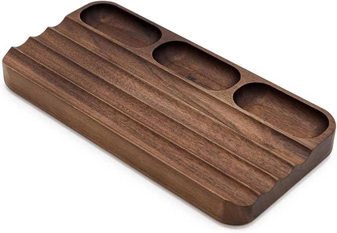 Pen holder Organizer of Office desks,Walnut Desk Pen Stand,Wave Pen TrayOffice Accessory,Teacher Gifts,Suitable for School,Home,Office Desktop Art Accessories (Brown-pen)