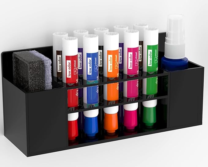 HBlife Acrylic Dry Erase Marker Holder Wall Mount, 10 Slots Whiteboard Marker Holder for Office, School and Home, Marker, Eraser and Whiteboard Cleaner Not Included, Black