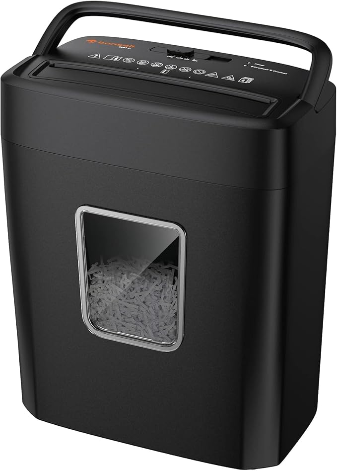 Bonsaii Paper Shredder, 8-Sheet Crosscut Home Office Shredder with 4.2 Gallon Bin, P-4 Security Level Document Shredder Shred Credit Card/Mail/Staple/Clip (C261-C Updated)