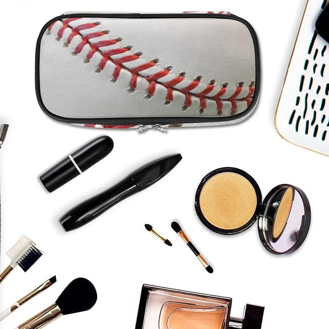 Pardick Baseball Print Big Capacity Pencil Pen Case Sport Large Pencil Pouch with Zipper Compartments Pencil Bag for Boys Girls Adults Student Office School Supplies