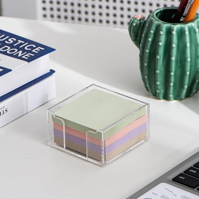 Acrylic Sticky Note Holder Self Stick Note Pad Holder for Classroom Office Desk Organizer