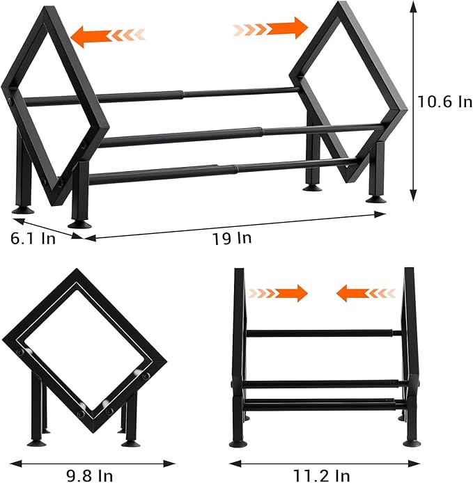 Expandable Desktop Bookshelf Organizer, Metal Office Tabletop Book Storage Rack, Large Tilting Bookcase for Books/CDs/Magazine Display, Desk Shelf for Top of Desk in Living Room, Home, Office (Black)
