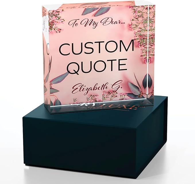 Custom Acrylic Sign Personalized, Custom Desk Name Plate, 18 Styles, (4"x4"), With Gift Box, USA Made by Acryluxe. (Glowing)