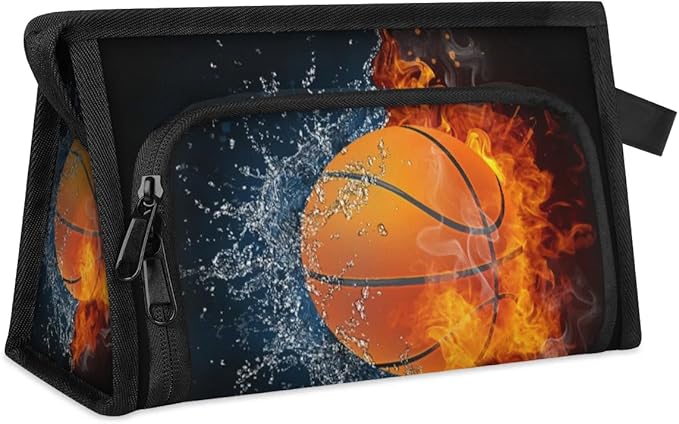 Pardick Large Capacity Pencil Case Pouch, Basketball Ball Portable Zipper Pencil Cases Pencil Bag Office Stationery Bag Makeup Bag Desk Organizer for Women Men