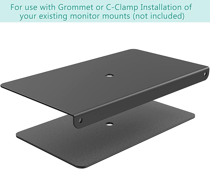 WALI Monitor Mount Reinforcement Plate for Thin, Glass, and Other Fragile Table Tops, with Most Monitor Bracket Grommet C Clamp Installation (CGRP-B), Black