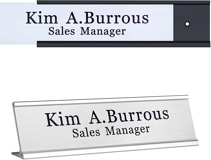 Personalized Office Name Plates Aluminum Hot Printing Custom Office Wall or Desk Name Plates 2" x 8" (Input-Texts)