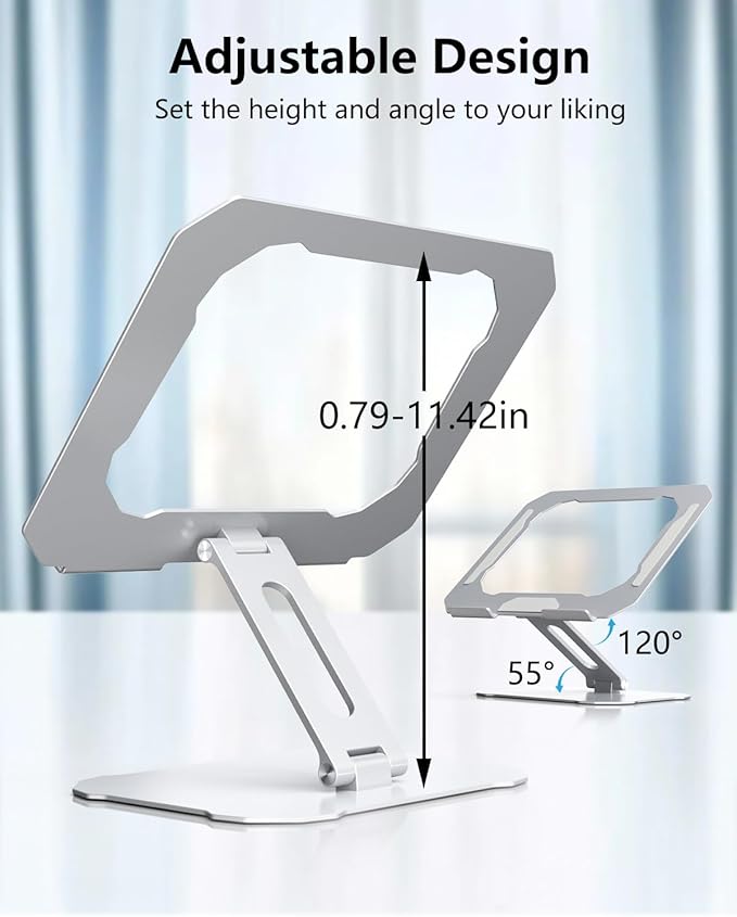 Laptop Stand for Desk, Ergonomic Adjustable Laptop Riser Holder, Foldable Portable Computer Notebook Stand Compatible with 10-16” MacBook Pro/Air, Dell, HP (Silver)