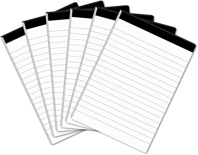 MuiAng 6 Pcs Perforated Note Pads College Ruled - 4" x 6" Inch Writing Notepad for Daily Planning - Perforated Small Notepads with 31 Sheets per Pad - Ruled Papers
