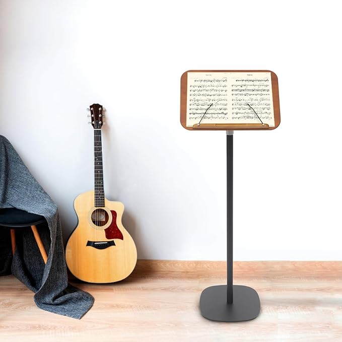 Sheet Music Stand & Desktop Book Stand, Music Book Holder Stand,Wooden Portable Sheet Music Table Stand Height Adjustable from 31.5-51.2in with Book Stand Support