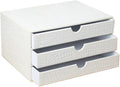 UnionBasic Document Organizer, 3-Drawer File Cabinet Document Storage Box, Office Desktop Filing Organizer, Croco White
