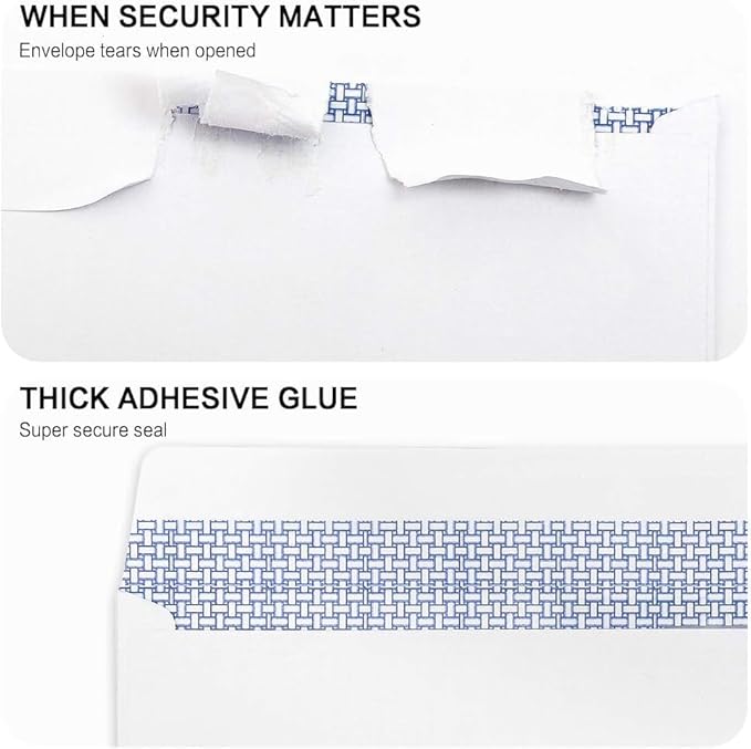100 Pack #10 Single Left Window SELF Seal Security Envelopes, Designed for QuickBooks Invoices & Business Statements, Computer Printed Checks Peel and Seal Flap, Size 4-1/8 x 9-1/2 Inches, 24 LB