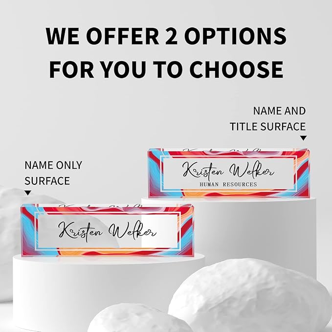 SalaGraphics Desk Name Plate Personalized, Custom for Desk, Office Decor Women Men, Acrylic Accessories, Gifts Coworkers Boss Teacher, Employee Appreciation (Colorful), colorful, 8”(L)x2.5(W)