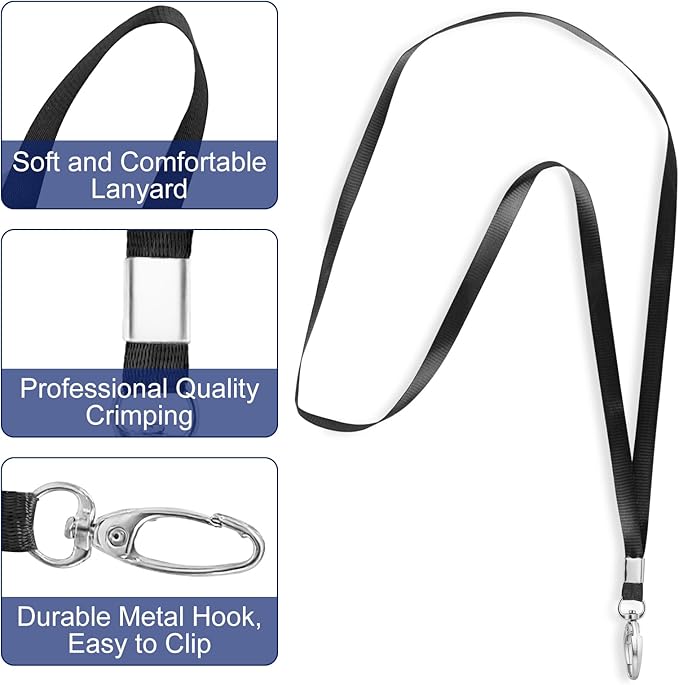 ID Card Holder with Lanyard 30Pcs Clear Vertical Name Tags ID Badge Holders and 30Pcs Flat Neck Lanyards for Cruise Ship Cards Work IDs Office School