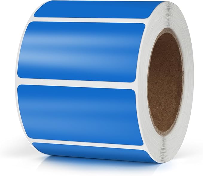 Meitaat Blue Rectangle Stickers 2 x 1 Inch Color Coding Labels Vinyl Roll Self-Adhesive Waterproof Removable 500 PCS