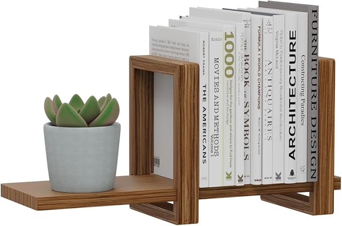 Adjustable Desktop Bookshelf, Retro Tabletop Bookshelf, Desk Shelf for Top of Desk in Living Room, Home, Office, Perfect for Magazine, Books, Cookbooks, No Tools Required to Assemble (Brown)