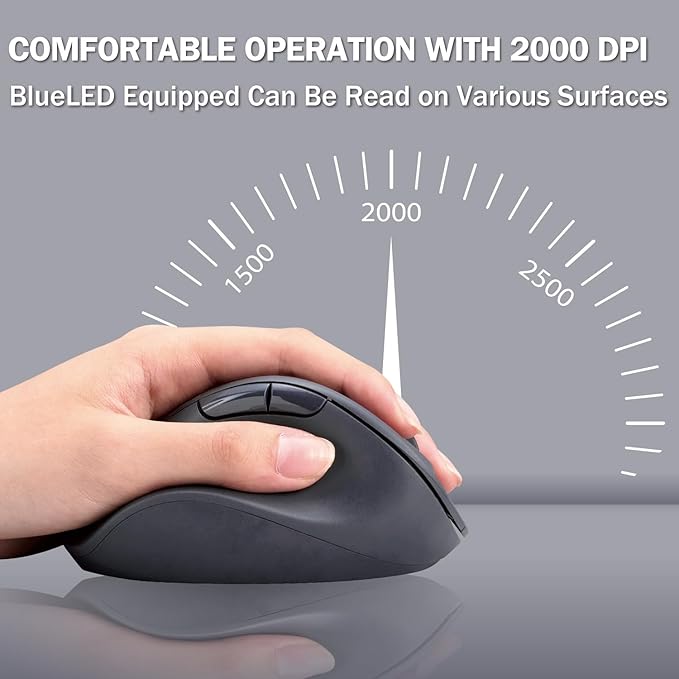 ELECOM Left Hand Wireless Ergonomic Mouse, 2.4GHz with Mini USB Receiver, Silent Click, 2000DPI, 5 Buttons, Optical Sensor, Compatible with PC, Mac, Laptop, EX-G, Msize Black (M-XGM31DBSKBK)