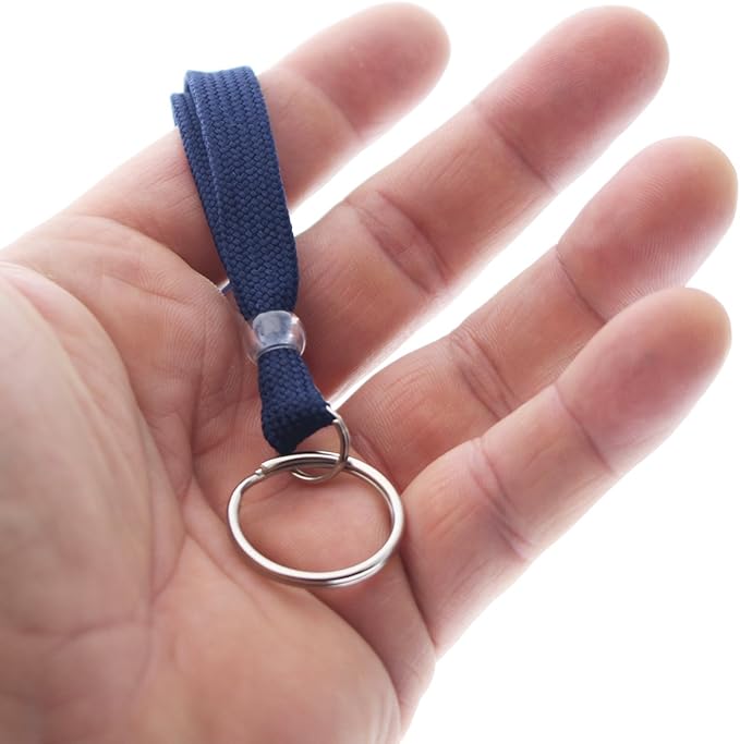 Specialist ID Bulk 100 Pack - Heavy Duty Breakaway Lanyards for Keys and ID Badges with Key Chain Split Ring - Break-Away Clasp and Keychain Keyring/Badge Holder Attachment (Dark Navy Blue)…