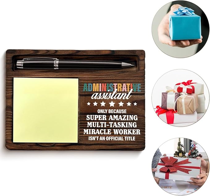 Administrative Assistant Gifts for Women Men, Thank You Gift for Admin Assistants Secretary Miracle Worker, Administrative Assistant Sticky Note Holder for Office Desk Decor