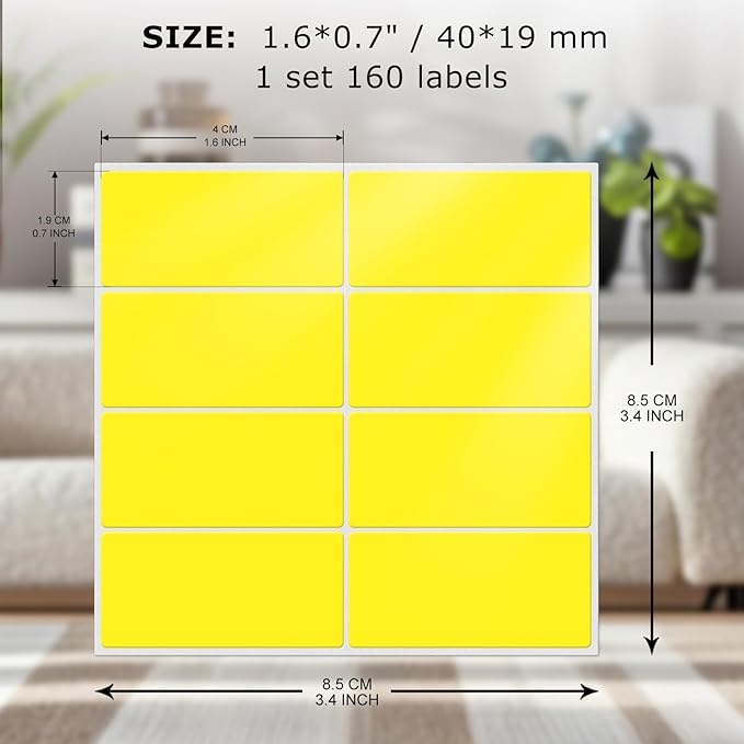 FINDAT Color Coding Stickers Rectangle 1.57×0.75 Inch Vinyl Yellow Sticker Removable Waterproof Writable File Folder Moving Labels for Boxes Home Office Marking 160 PCS