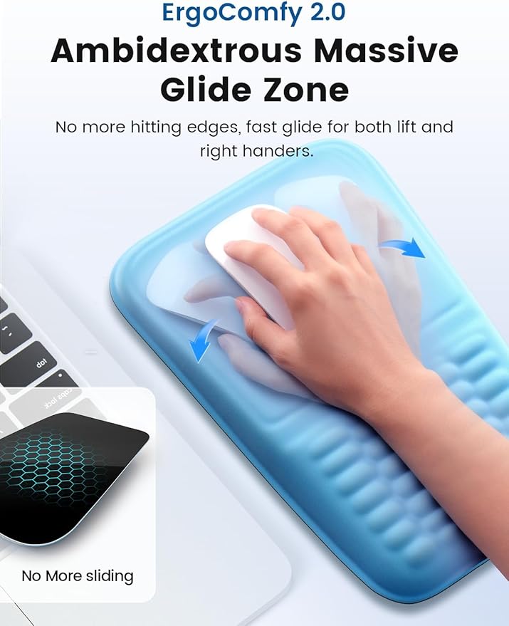 Vaydeer Wrist Rest for Computer Keyboard & Mouse Pad Set – Blue, Ergonomic Memory Foam Wrist Support, Non-Slip Keyboard Wrist Rest & Soft Mouse Pad for Typing Comfort & Wrist Pain Relief