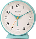 4.5" Battery Operated Retro Analog Alarm Clock, Small Silent Bedside Desk Clock,Lighted on Demand, Battery Operated, Snooze, for Living Room, Bedroom, Bedside, Desk(Green)