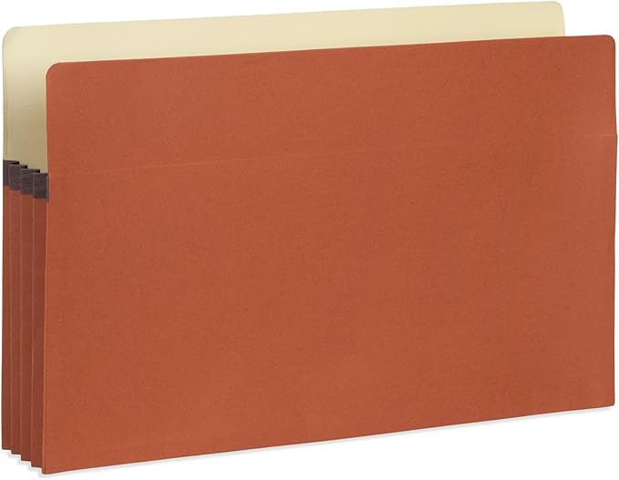 Blue Summit 10 Redwell Folders Legal Size, Brown Accordion File Folders, 3.5” Red Rope Expandable Pockets, Expanding Organizer