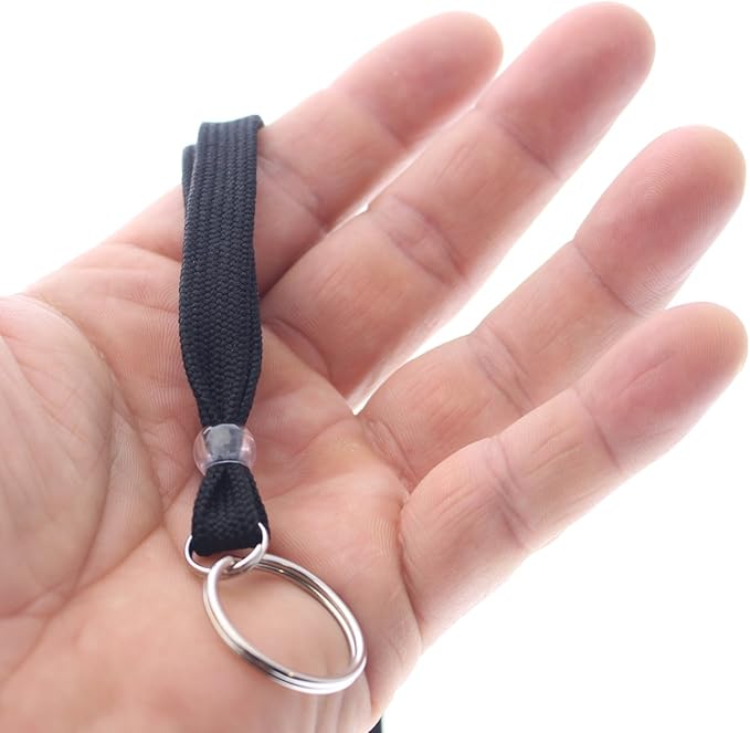 Specialist ID Bulk 100 Pack - Heavy Duty Breakaway Lanyards for Keys and ID Badges with Key Chain Split Ring - Break-Away Clasp and Keychain Keyring/Badge Holder Attachment (Black)…