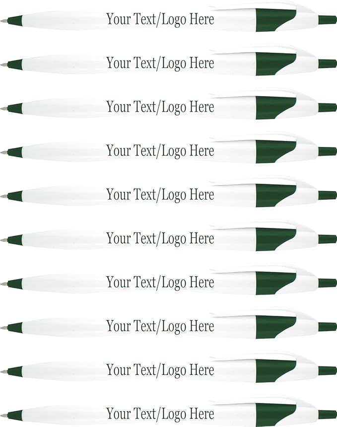 SyPen Personalized Pens With your Custom Logo or Text-1000 Pack Bulk-for Businesses, Parties, and Events, Custom Printed Slim Ballpoint Click Pens, Green Trim Color, Black Ink