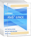 Acrylic Sign Holder 4x6 , Sign Holder Wall mount Door Sign Memo Holder ,Clear Wall Frame with Double Sided Tape Adhesive For Office, Home, Store, Restaurant, No Drilling - Vertical (6 Pack)