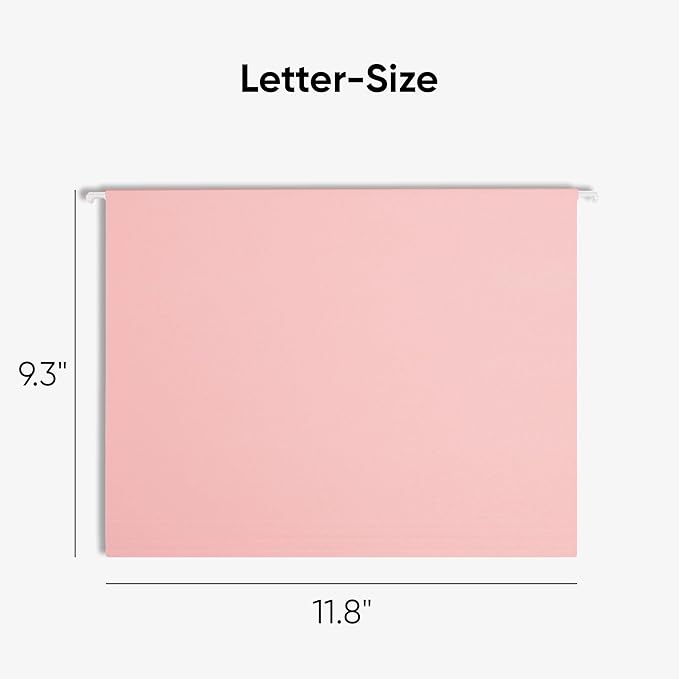 Smead Standard Hanging File Folders, 25 Count, Pink, 1/5-Cut Adjustable Tabs, Letter Size (64066)