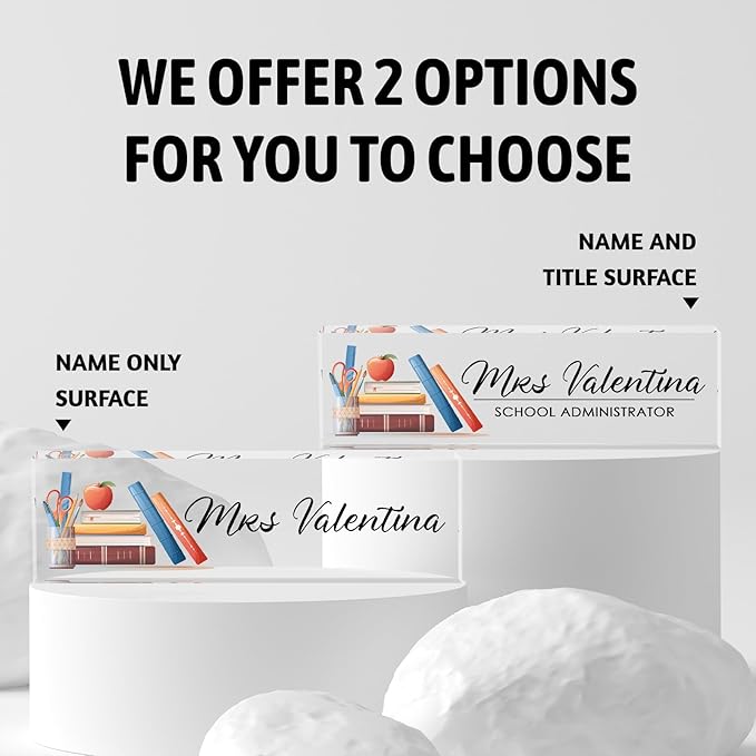 Custom Teacher Name Plate for Desk | Personalized Desk Acrylic Name Plate Office Accessories | Personalized Teacher Appreciation Gifts (C-For Teacher 1)