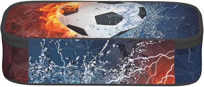 Soccer Pencil Case for Boys Teens Men, Sports Pencil Box with Soccer Balls Pattern, Large Capacity Durable Pencil Pouch Storage Pen Bag Organizer Stationery for Adults Work Office