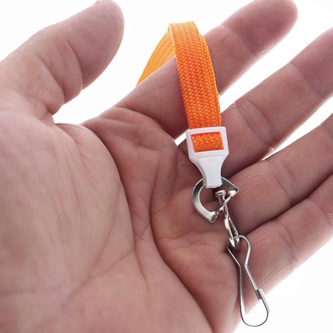 Specialist ID Bulk 25 Pack - Premium Flat Breakaway Lanyards for ID Badges & Badge Holders - 3/8" Wide Woven Safety Lanyard with Metal Swivel Hook for Teachers, Students, Cruise, Office (Orange)