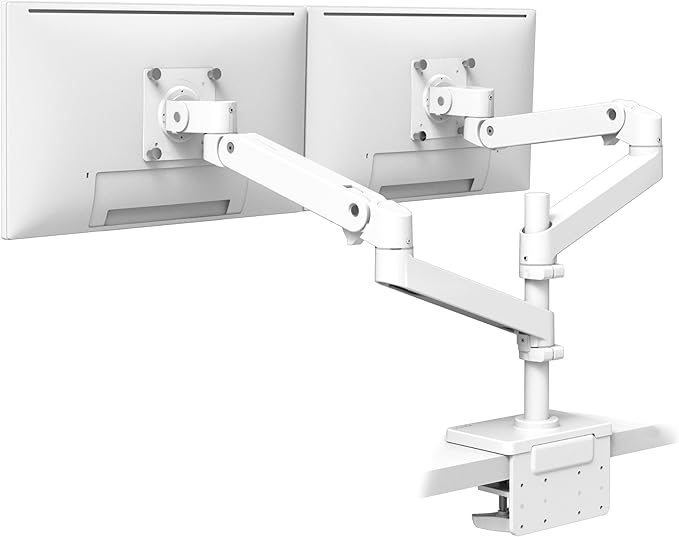 Ergotron – Upgraded LX Pro Premium Vertical Stacking Dual Monitor Arm, VESA Desk Mount – for 2 Monitors Up to 24 Inches, 4 to 22 lbs Each – White